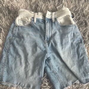 Two-Tone Denim Shorts